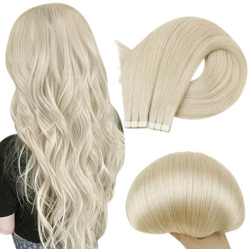 Fshine Virgin Hair Tape in Extensions Human Hair Platinum Blonde #60 - FShine Shop